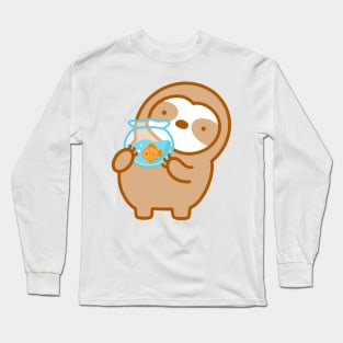 Cute Pet Goldfish Sloth Long Sleeve T-Shirt